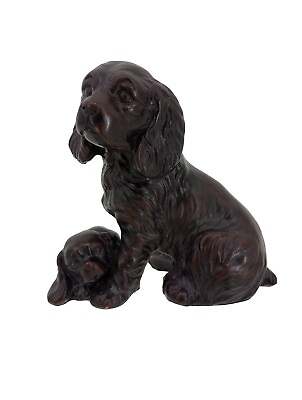 #ad Vtg Cocker Spaniel With Pup Figurine Material? Has Some Weight. Read Plz $25.00