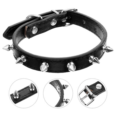#ad Spiked Dog Collar Leather Rivet Spike Stud Studded Cat Collars Adjustable Collar $8.89