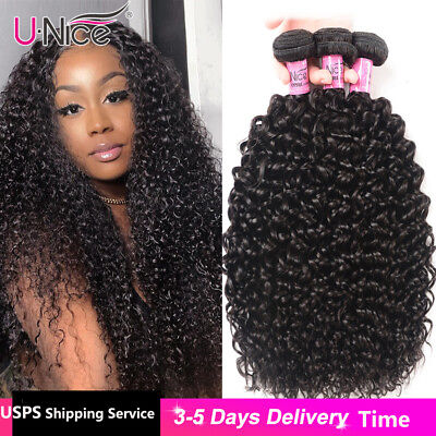 #ad UNice Hair Brazilian Curly 3 Bundles Human Hair Extensions Virgin Hair Weaves US $107.01
