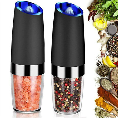 #ad Gravity Electric Pepper Salt Grinder Set with LED Light Stainless Steel 2 Pack $19.94