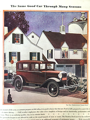 #ad Halloween Cat Ford Fordor Sedan Vintage 1930 Car Magazine Print Ad Automobile $8.81