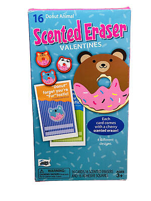 #ad 16 Donut Animal Scented Eraser Valentines 4 Different Designs Ages 3 $29.88