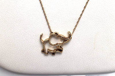 #ad 10k Yellow Gold Elephant Pendant Necklace 18quot; $115.00