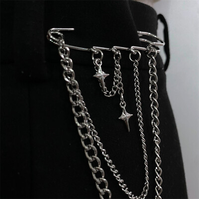 #ad Creative Metal Chain Brooch For Women Men Suit Decoration Tassel Chain Metal Pin $7.66
