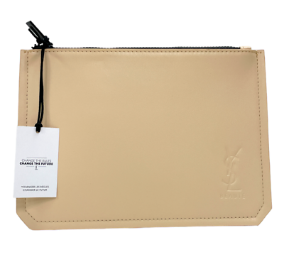 #ad Yves Saint Laurent Beaute YSL Beige Makeup Bag Pouch case clutch envelope NEW $15.95