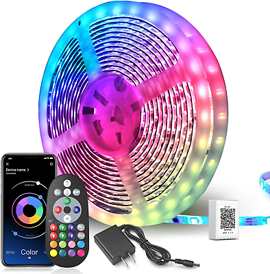#ad 100 Ft LED Lights for Bedroom Music Sync Color Changing RGB LED Strip Rope Light $15.43