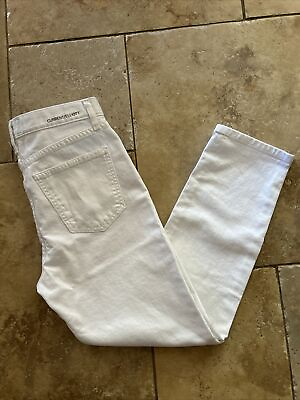 #ad $228 NWT Current Elliott The Vintage Cropped Slim Jeans in Sugar Sz 27 White $39.99