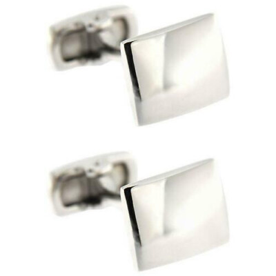 #ad Amazing Rectangle Shape Mens Simple Fashion White High Polish Silver Cufflinks $231.00