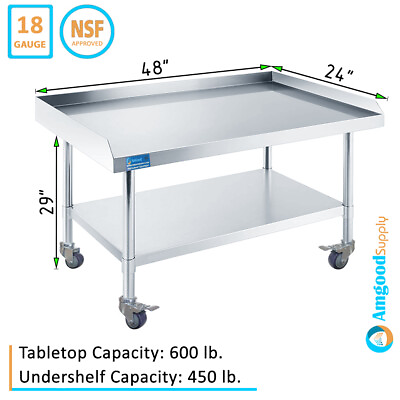 #ad 48quot; Long X 24quot; Deep Stainless Steel Equipment Stand with Undershelf Casters $239.95