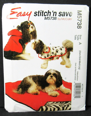 #ad #ad Dog Mat Blanket Coat Jacket XS S M L Pets Uncut McCalls 5738 Pattern $9.99