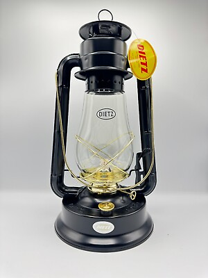 #ad Dietz #80 Blizzard Hurricane Oil Lamp Burning Lantern Black with Gold Trim $54.99