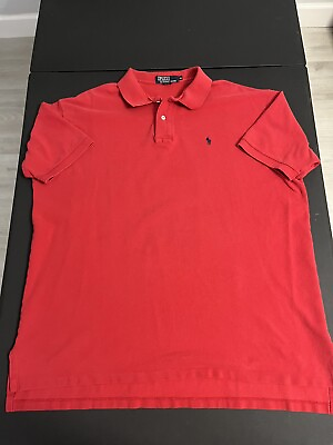#ad VTG Polo Ralph Lauren 2XL XXL Adult Polo Shirt Red Made In USA Preppy Mens $16.99