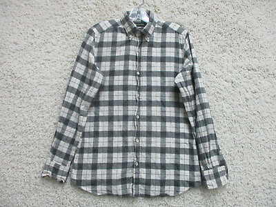 #ad Massimo Dutti Button Up Shirt Small Adult Gray White Plaid Finest Fabric Mens S $15.00