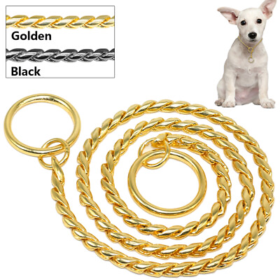 #ad Stainless Steel Dog Chain Collar Pet Training Choker Collars for Pitbull Gold $12.99
