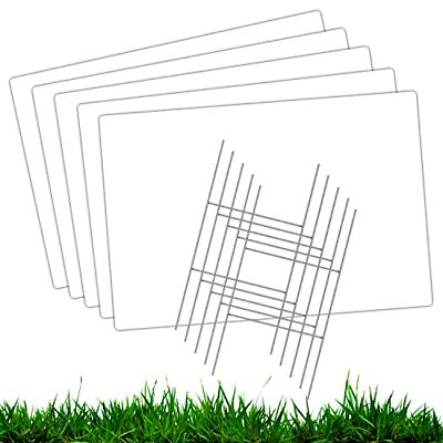 #ad Blank Yard Signs with Stakes 24X18 Inches 5 Pack White Corrugated Plastic Gar... $48.39