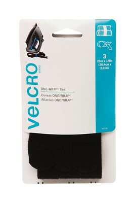 #ad Velcro Black Reusable One Wrap Tie Straps 23quot; X 7 8quot; 3 pack Indoor Outdoor Use $12.99