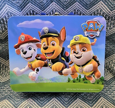 #ad Paw Patrol ALL PAWS on DECK Lunch Box Tin 8 x 6.5 x 3.25 3D Raised Graphic $9.99