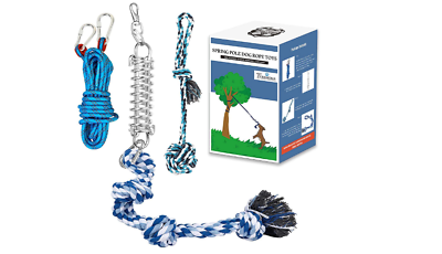 Spring Pole Dog Rope Toys Strong Pets Outdoor Dogs Safety Cord Pull War Toy Wood $33.57