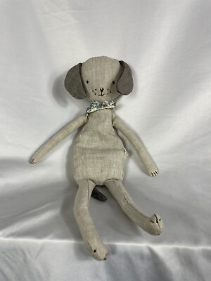Maileg Best Friends Puppy Dog Gray Linen Hole on side of dog that $13.99