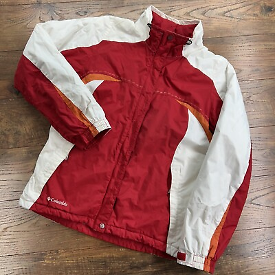 #ad Columbia Sportswear Co. Winter Coat Red White Women Medium Sherpa Lined No Hood $34.99