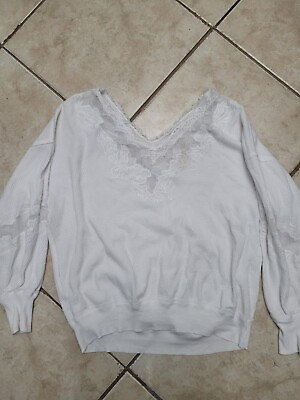 #ad We The Free Womens Large Shirt Lace Womens We The Free Ivory Oversized... $12.00