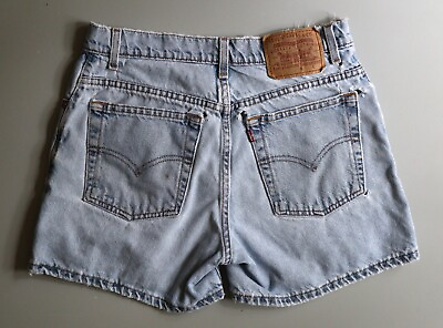 #ad Vtg LEVIS Jean Shorts Distressed Womens Jrs 9 Measures 28 Light Wash Mom 90s $75.00