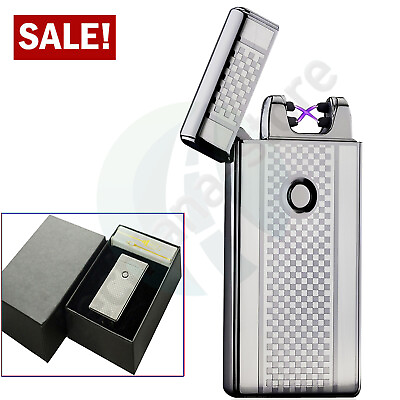 #ad Dual Arc Electric USB Lighter Plasma Rechargeable Windproof Flameless Cigarette $9.68