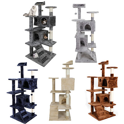 53quot; Cat Tree Tower Activity Center Playing House Condo Grey Beige Blue Brown $42.58
