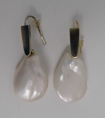 #ad Kendra Scott Gold Tone Large Baroque Pearl Drop Earrings $101.49