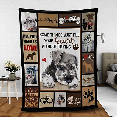 #ad Personalized Schnauzer Dog Blanket For Dog Pet Lovers Fleece Sherpa Sofa BLANKET $60.99