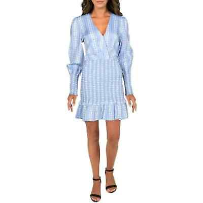 #ad LINI Smocked Embroidered Blue Long Sleeve Dress Size Small NWT $298 $46.99