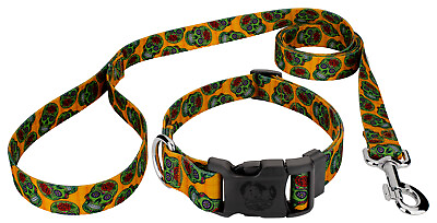 #ad Country Brook Petz® Sugar Skulls Deluxe Dog Collar and Leash $17.97