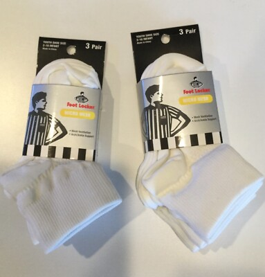 #ad Foot Locker Youth Kids Micro Mesh Ankle Socks 6 Pairs White Size 2 10 Infant NWT $13.44