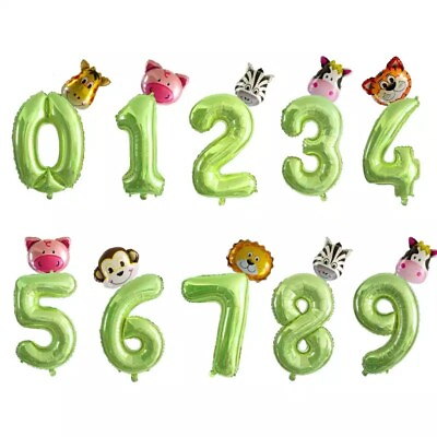 #ad 2pcs 30quot; Number Balloons Animal Jungle Party Decorations Party Supplies Birthday GBP 2.69
