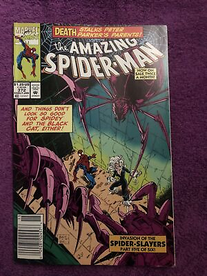 #ad AMAZING SPIDERMAN #372 Invasion of the Spider Slayers Part 5 of 6 Newsstand $5.99
