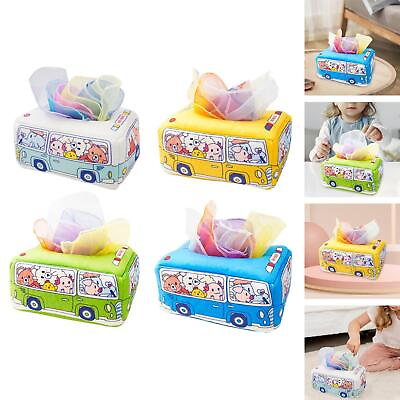 #ad Baby Tissue Box with 10 Hand Towel Bus Drawer for Preschool Toddlers Infants $10.25