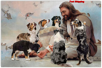 #ad God Surrounded by Aussie Angels for You Aussie Christian Dog Owner Decor Poster $19.50