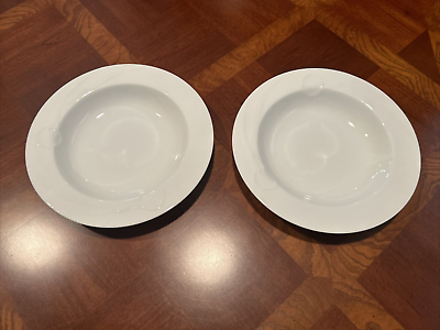 #ad Mikasa Classic Flair White Rimmed Soup Pasta Bowls K1991 Calla Lily 9quot; Set of 2 $9.99