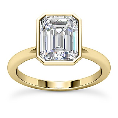 #ad New Bezel Solitaire 2.05 Ct H VVS1 Natural Emerald Cut Diamond Engagement Ring $16195.00