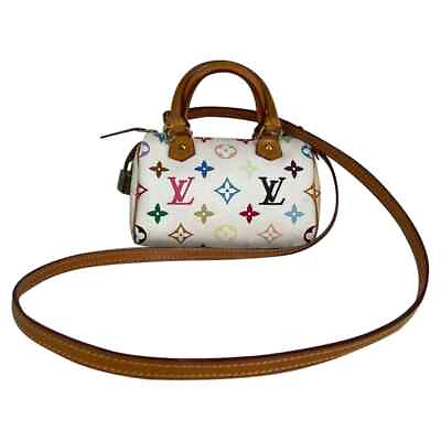 #ad Auth Louis Vuitton Mini Speedy Sac HL White Multicolor Monogram Shoulder Bag $1800.00