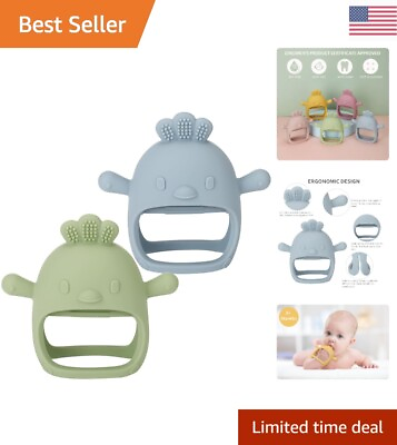 #ad Silicone Baby Teether Toys Soothing BPA Free Food Grade Olive Dusty Blue $19.99