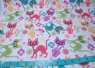 #ad Rainbow Cat Cotton fabric Novelty Cotton Fabric by the yard $9.99