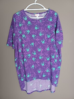 #ad LuLaRoe Womens Irma Purple Aqua Disney Minnie Mouse Top Shirt Size Medium $12.49