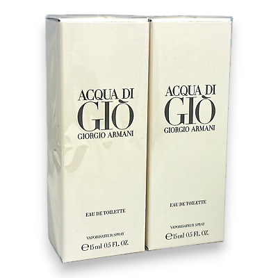 #ad Acqua Di Gio By Giorgio Armani Eau De Toilette Spray 15ml 0.5fl.oz New ;LOT OF 2 $29.50