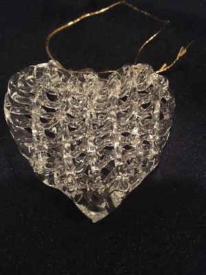 #ad Hand Blown Heart shape Spun Glass Woven Ornament $6.33