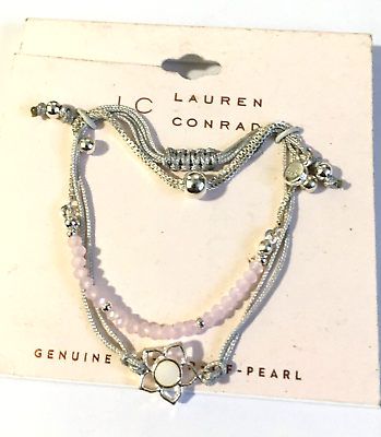 #ad Lauren conrad new bracelet set genuine mother of pearl SILVER TONE $10.00