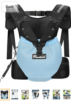 #ad Pet Backpack Adjustable Front Dog Carrier amp; Adjust Waist Belt Blue Mesh Fabric $29.88