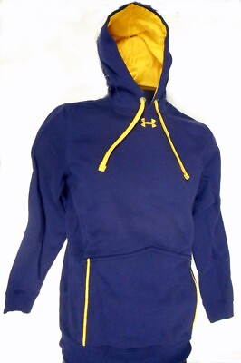 #ad Under Armour Hoodie 80 percent cotton Color Navy Blue w Contrast Gold NEW $19.99