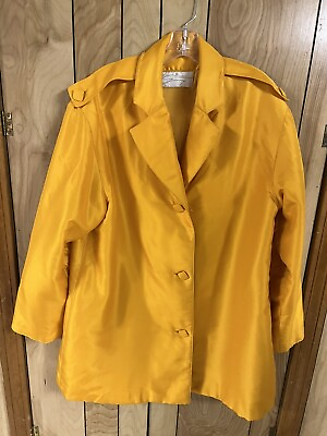 #ad Genny Oversized Orange Silk Blazer Jacket M $55.00