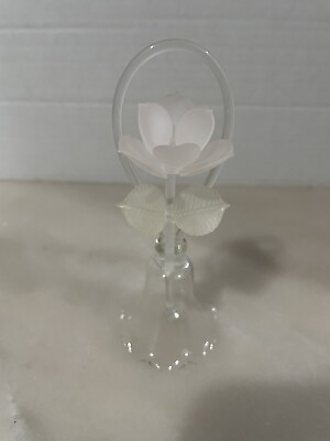 #ad Vintage Satin Glass Crystal Rose Bell Hand Made 1970s 5quot; $11.00